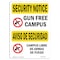 Signmission OSHA Security Sign, 10" Height, 14" Width, Rigid Plastic, Gun Free Campus Bilingual, Landscape OS-SN-P-1014-L-11541 - alternate 1